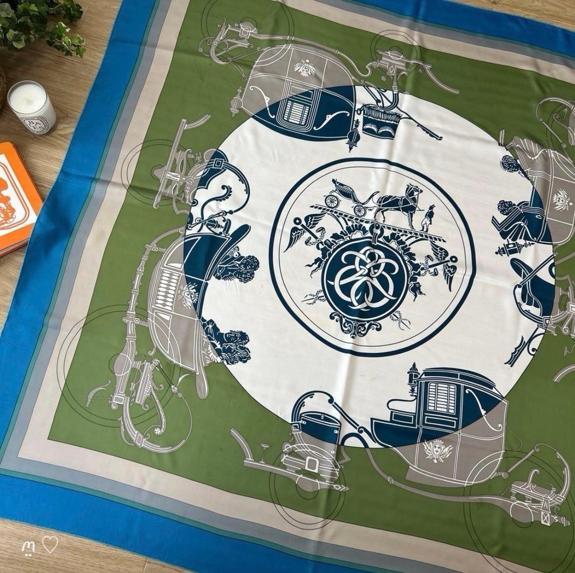 HERMESエルメス　カレ140　エクスリブリス　シルクスカーフ　ジェアン　馬車