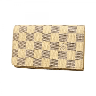 【6gb2309】ルイヴィトン 財布 ダミエ・アズール ポルトフォイユトレゾール N61744 ホワイト【中古】レディース