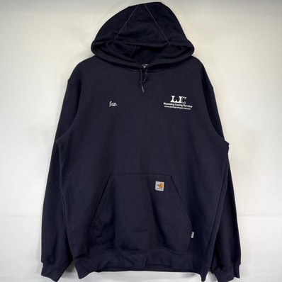 古着 美品 カーハート Carhartt パーカー 大きいサイズ 新品タグ トレーナー ワンポイントロゴ 企業刺繍 L ネイビー メンズ