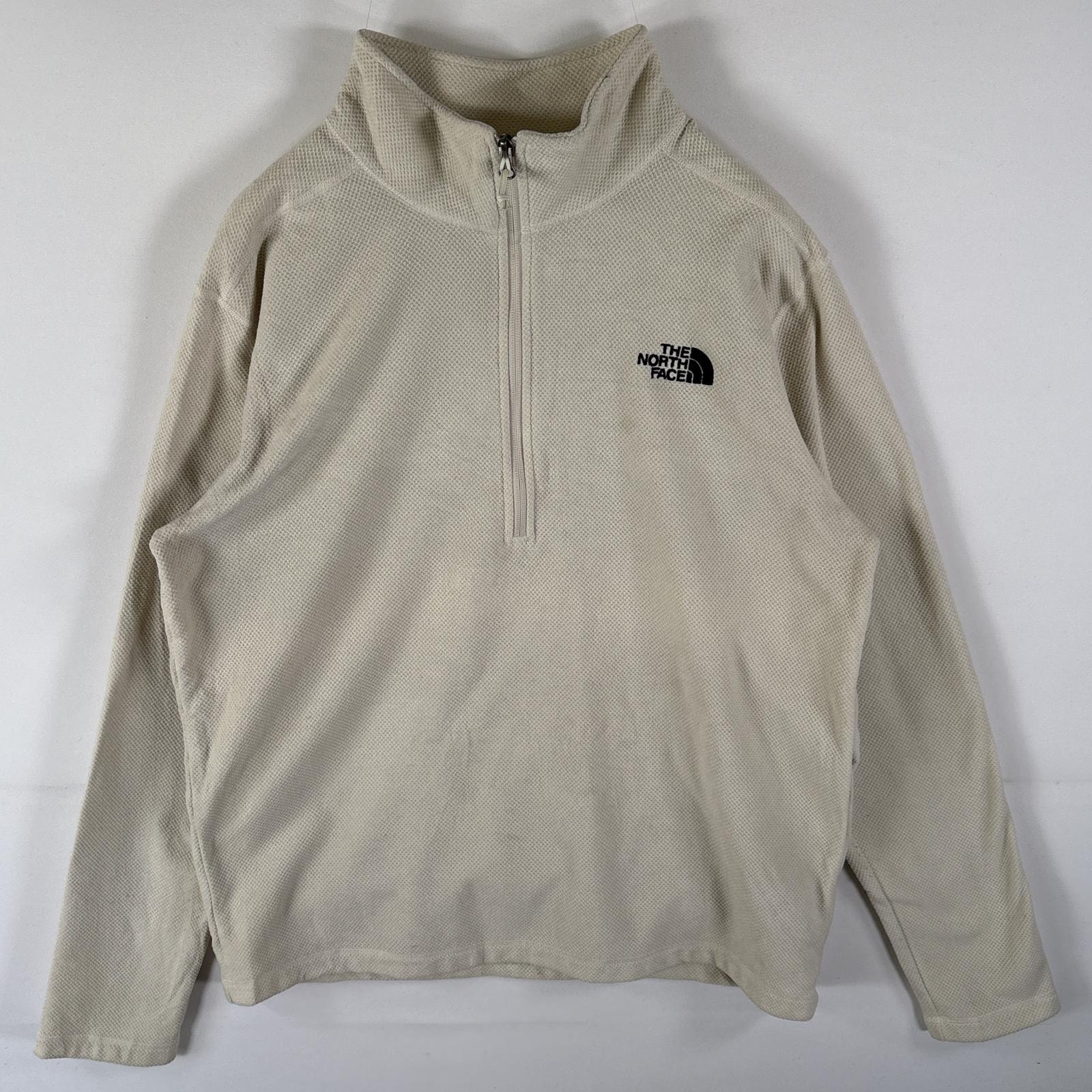 古着 ザ・ノースフェイス THE NORTH FACE フリーストレーナー ハーフジップ ワンポイントロゴ刺繍 インナー アウトドア L ベージュ系 メンズ