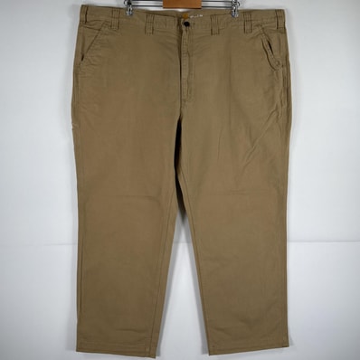 古着 カーハート Carhartt ダック ワークパンツ 作業着 ワンポイント ロゴ ストレート 大きいサイズ 特大 ビッグサイズ w50 L30 ベージュ メンズ