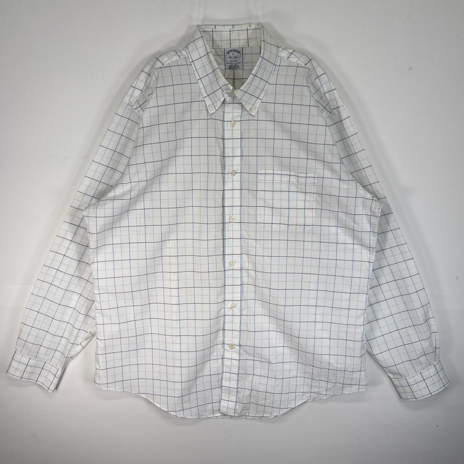 古着 ブルックスブラザーズ Brooks Brothers 長袖シャツ チェック 胸ポケ ボタンダウン XL  ホワイト系 マルチカラー メンズ