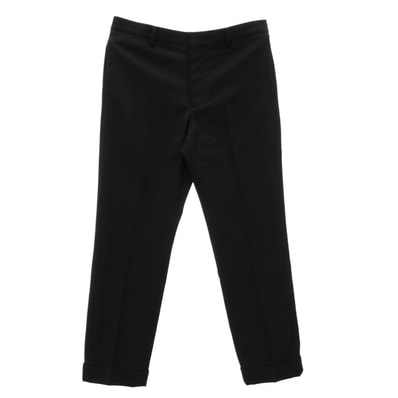WACKO MARIA ワコマリア GP-102-BLANKLINE-JOHNNY-A-02 REGULAR FIT WOOL TROUSERS TYPE-2 レギュラーフィット 裾ダブル ウール トラウザー スラックス パンツ ブラック系 L【中古】