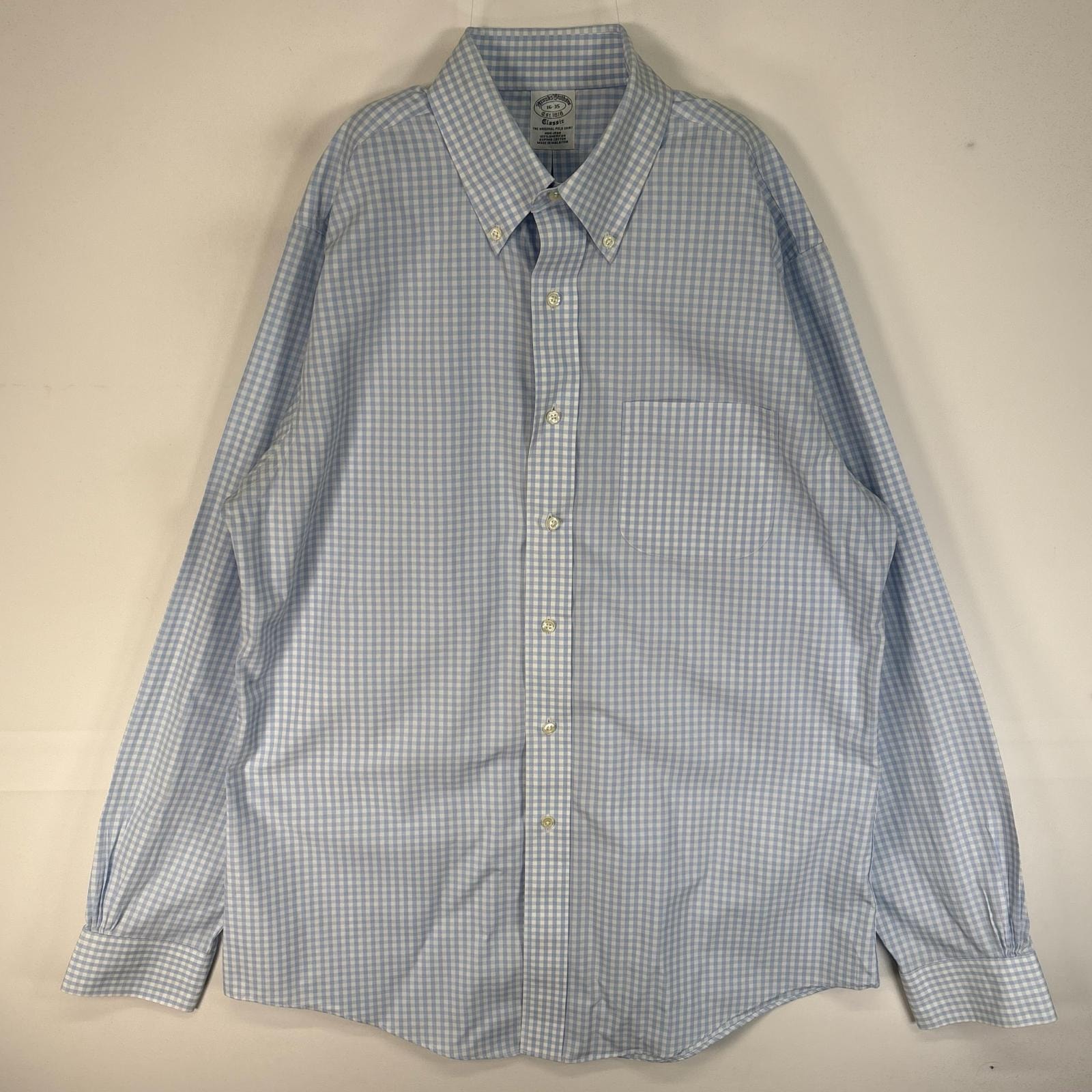古着 ブルックスブラザーズ Brooks Brothers 長袖シャツ ボタンダウン CLASSIC 胸ポケ L  ブルー系 チェック メンズ