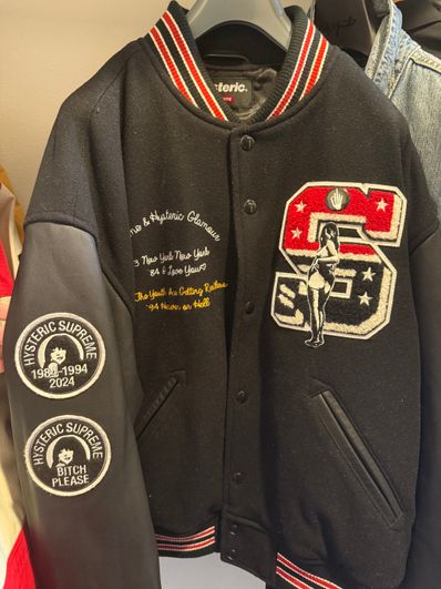 Supreme x HYSTERIC GLAMOUR Varsity Jacket "Black"