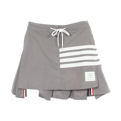 トムブラウン THOM BROWNE 4BAR プリーツ ミニ スカート 衣料品 ボトムス ポリエステル レディース グレー系 【中古】
