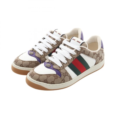 グッチ GUCCI スクリーナー GGキャンバス シェリーライン スニーカー 靴 キャンバス メンズ ベージュ系 / ブラウン系 / マルチカラー 【中古】