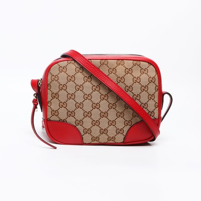 グッチ GUCCI GGキャンバス レッド レザー ショルダーバッグ【中古】
