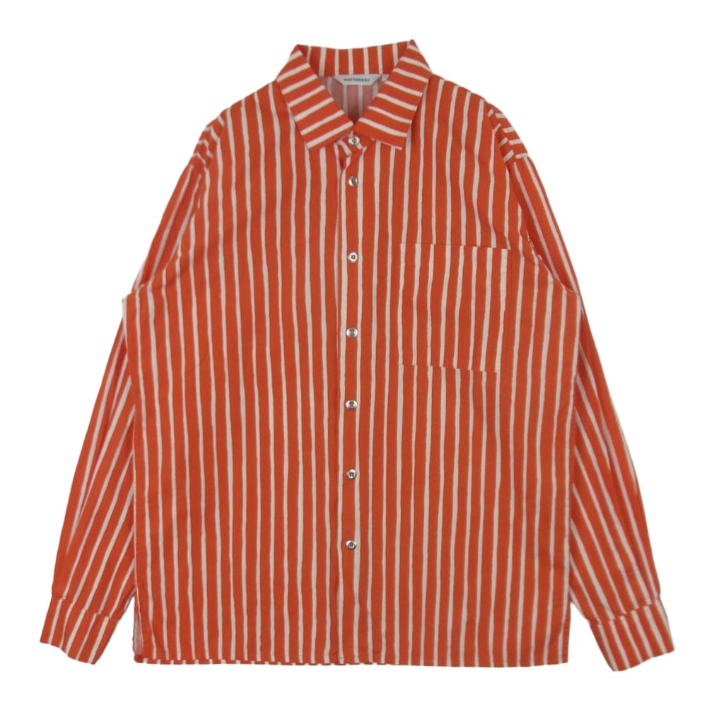 marimekko マリメッコ JOKAPOIKA ヨカポイカ 2017 ストライプ 長袖 シャツ オレンジ系 ホワイト系 朱色系 XS【中古】