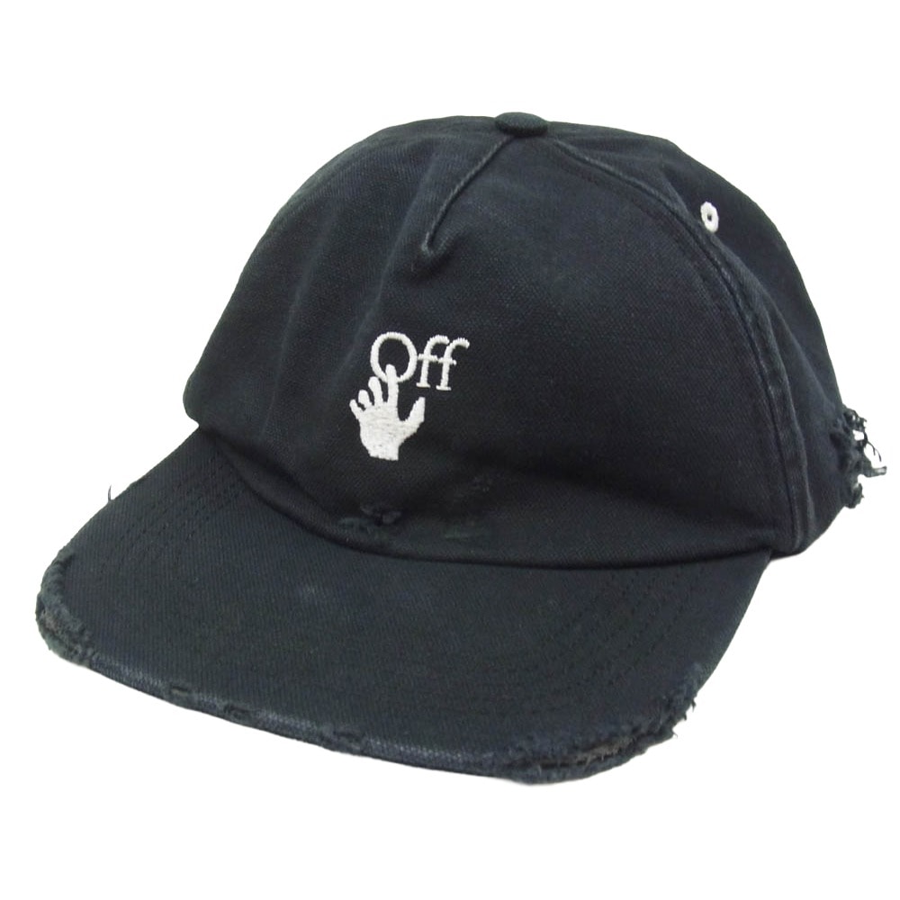 OFF-WHITE オフホワイト OWLB011S20FAB001 new logo baseball cap クラッシュ加工 ニューロゴ ベースボール キャップ 帽子 ブラック系 O/S【中古】