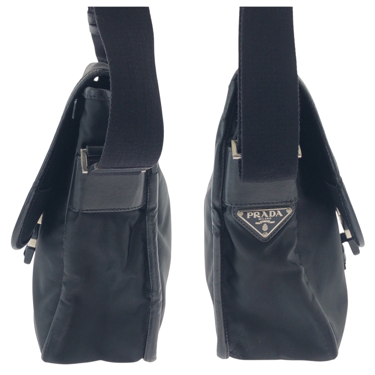 美品 PRADA プラダ テスート ロゴ ブラック 黒 シルバー金具 ナイロン VA0770 ショルダーバッグ 斜め掛け メンズ 602025 【中古】 B (目立った傷や汚れなし)】美品 PRADA プラダ テスート ロゴ ブラック