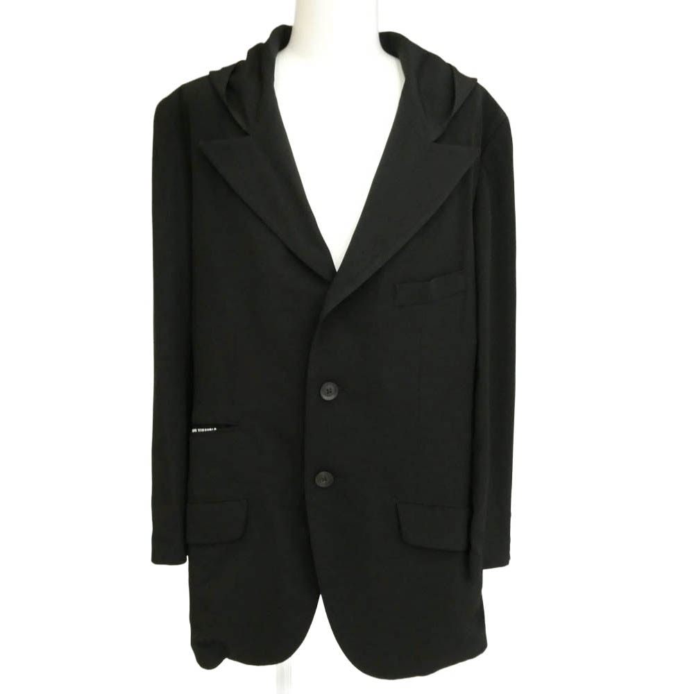 Yohji Yamamoto POUR HOMME ヨウジヤマモトプールオム 23SS HZ-J07-500 TA TUXEDO O-JACKET WITH HOODIE トリポリタキシード素材 ピークドラペル切替 フード付 テーラードジャケット【中古】