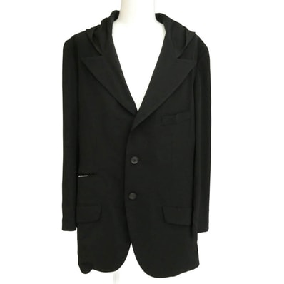 Yohji Yamamoto POUR HOMME ヨウジヤマモトプールオム 23SS HZ-J07-500 TA TUXEDO O-JACKET WITH HOODIE トリポリタキシード素材 ピークドラペル切替 フード付 テーラードジャケット【中古】