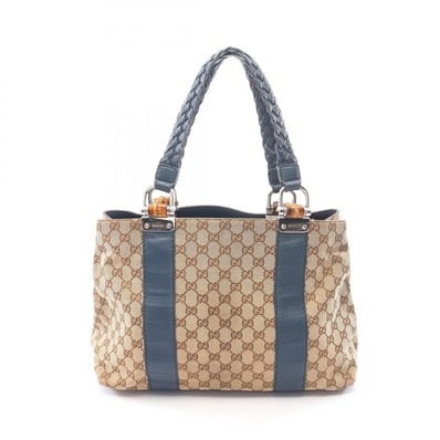 グッチ GUCCI バンブー GGキャンバス トートバッグ バッグ キャンバス レザー レディース ベージュ系 / ブルー系 232947 【中古】