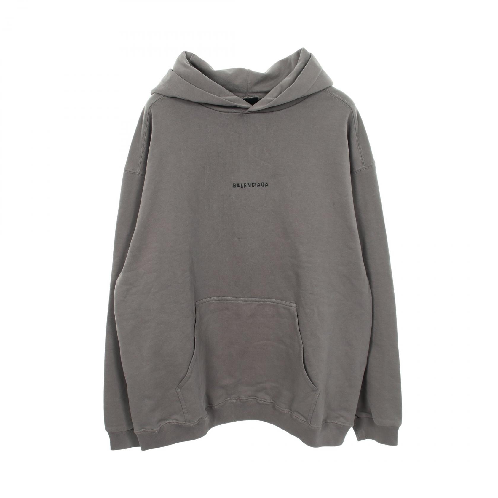 バレンシアガ BALENCIAGA ロゴ刺繍 パーカー 衣料品 トップス コットン メンズ レディース グレー系 【中古】