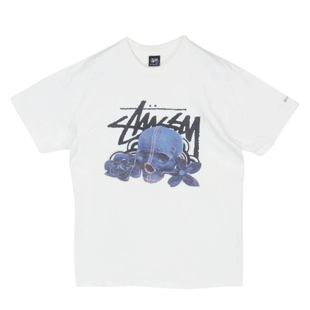 STUSSY ステューシー Levi's リーバイス 25周年記念 × Levis リーバイス スカル フラワー デニム ローズ プリント Tシャツ ホワイト系 M【中古】