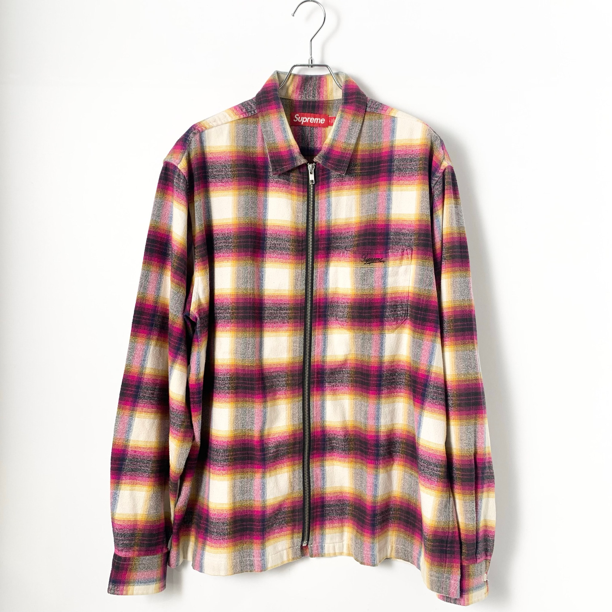 Supreme Shadow Plaid Flannel Zip Up Shirt "Magenta"