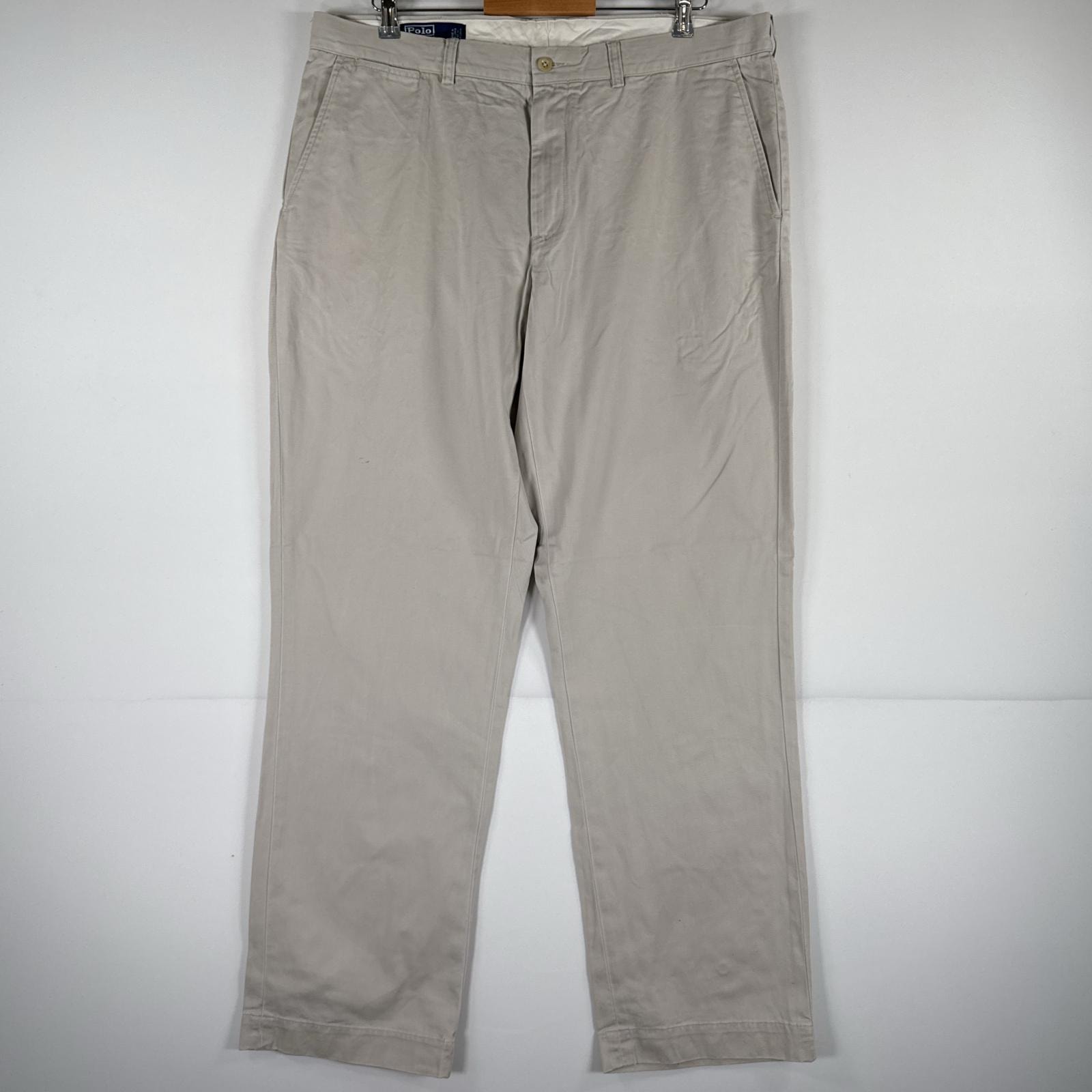 古着 ポロバイラルフローレン Polo by Ralph Lauren チノパンツ ポロチノ ワンポイント スラックス 大きいサイズ w38 L34  ベージュ メンズ