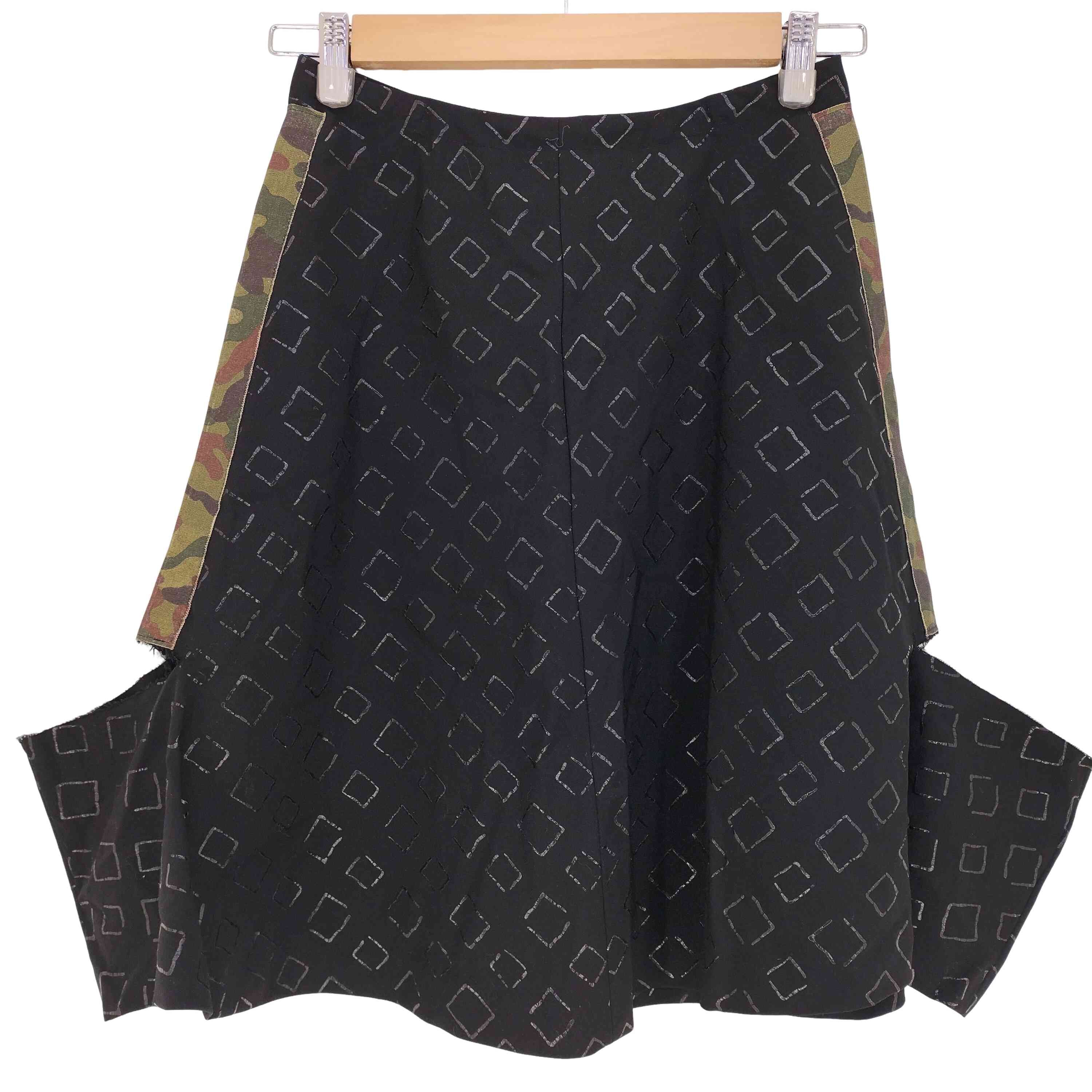 01ss Optical Power オプティカルパワー 総柄 ウールギャバ 迷彩ライン 裁断 フレアスカート【1141367587007】