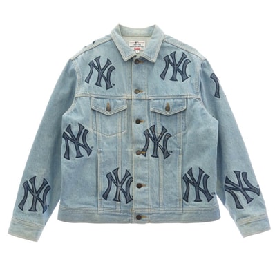 Supreme シュプリーム デニムジャケット 21AW × NewYork Yankees Denim Trucker Jacket ブラック系 M【中古】
