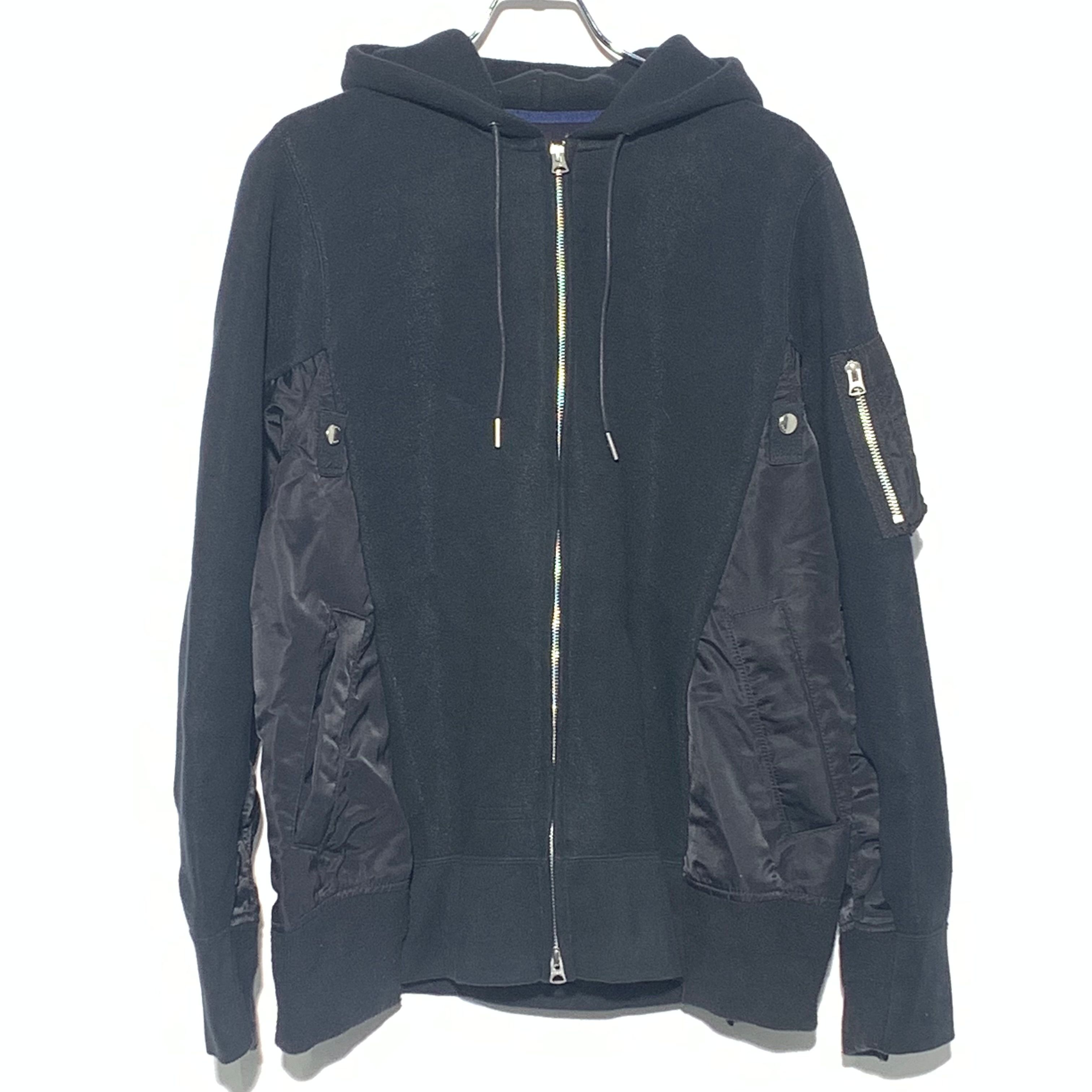 サカイ スポンジ スウェット MA-1 ジップ フーディー