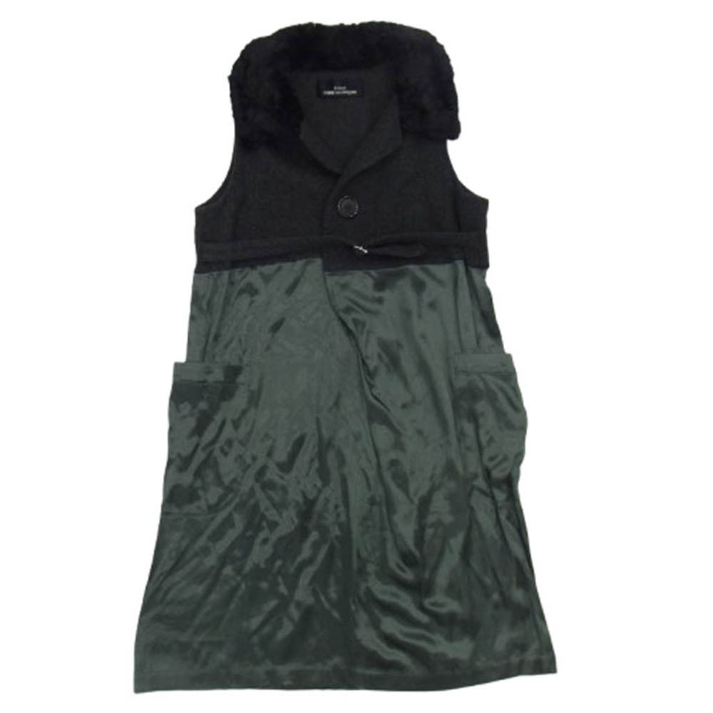 tricot COMME des GARCONS トリココムデギャルソン ワンピース TA-080030 80s ヴィンテージ ファー コート ドッキング ワンピース ブラック系【中古】