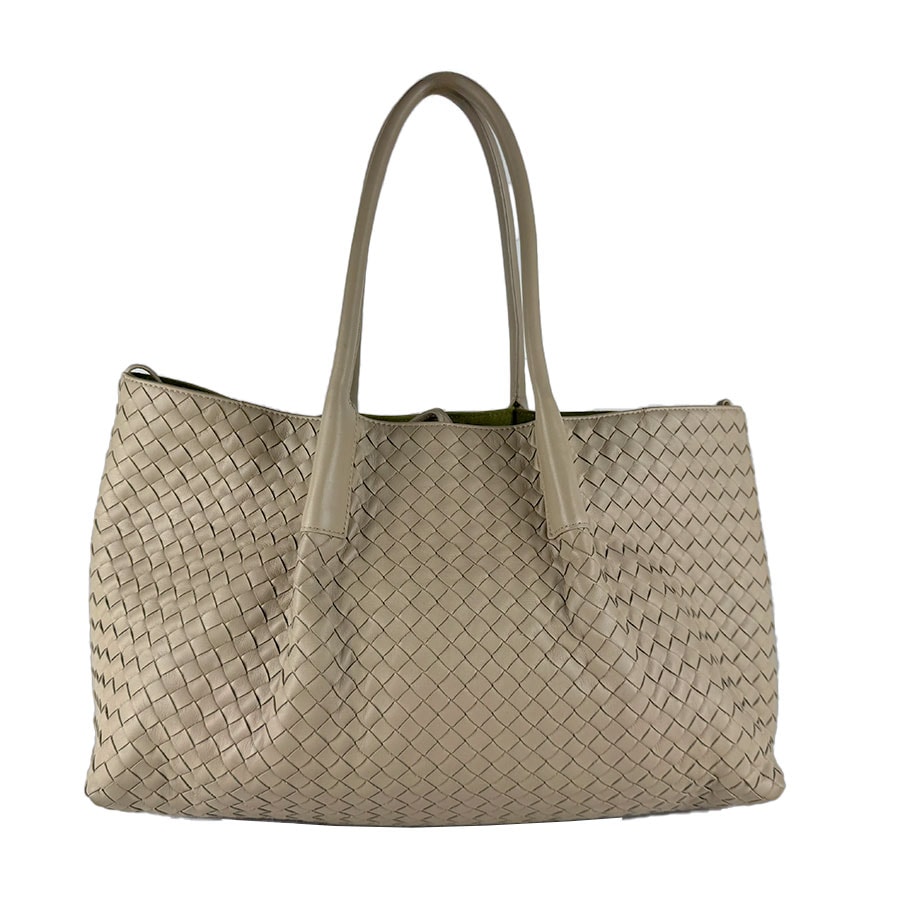ボッテガヴェネタ BOTTEGAVENETA ハンドバッグ トートバッグ イントレチャート レザー ベージュ ユニセックス【中古】 z10904