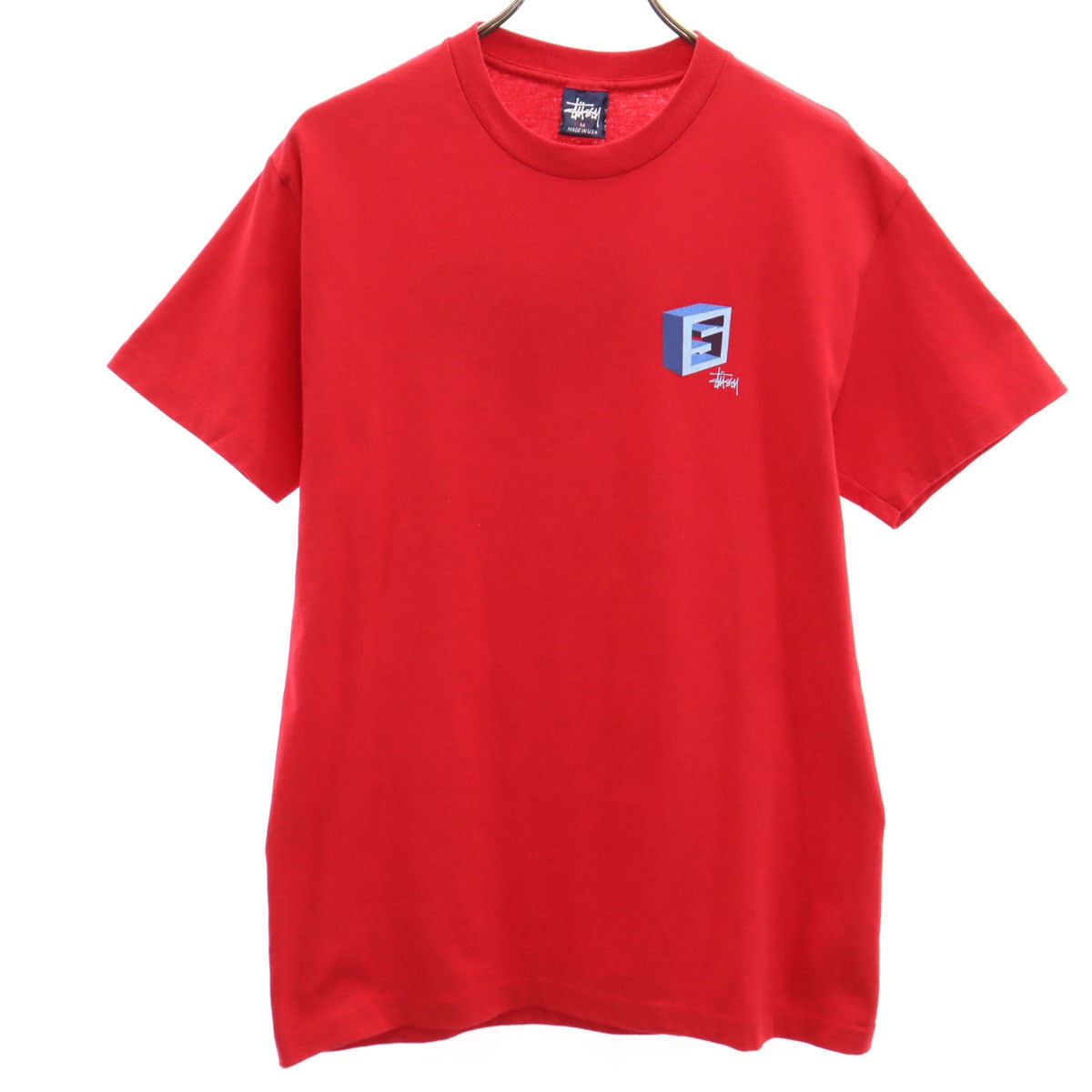 STUSSY ステューシー 90s USA製 オールド 紺タグ 半袖 シングルステッチ Tシャツ M レッド