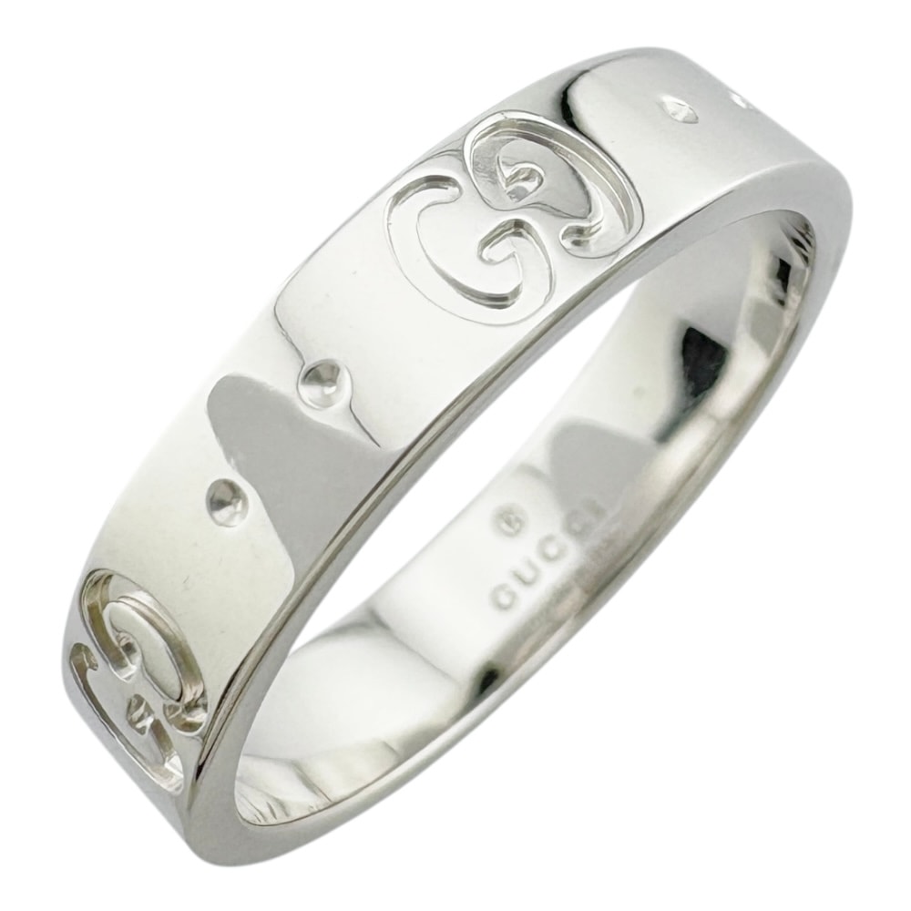 グッチ アイコン リング 指輪 8.5号 18金 K18ホワイトゴールド レディース GUCCI 中古