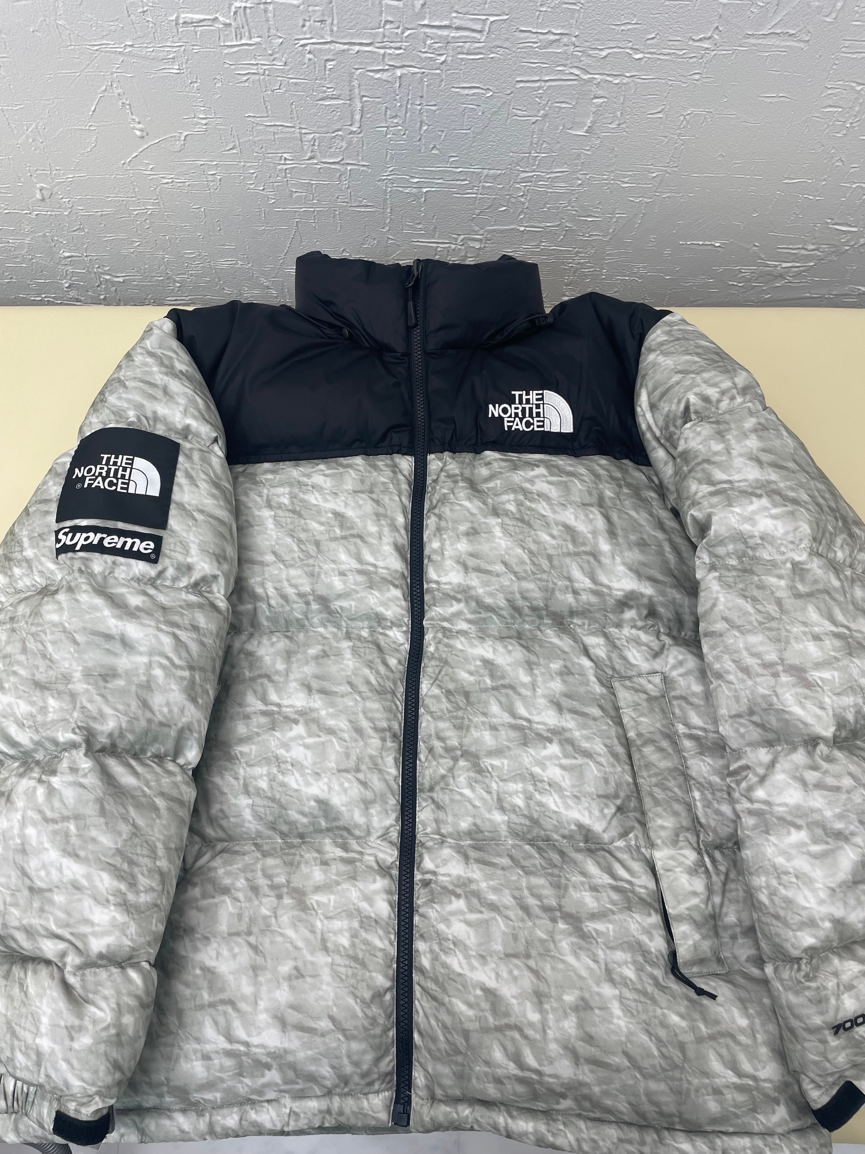 Supreme x The North Face Nuptse Jacket "White Paper Print"