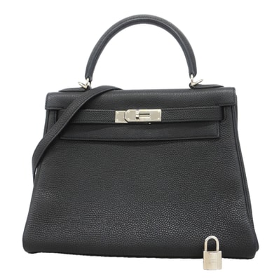 ★最終価格★SALE【6ka0483】エルメス ハンドバッグ ケリー28 トゴ ブラック シルバー金具 □K刻印 2wayバッグ【中古】レディース