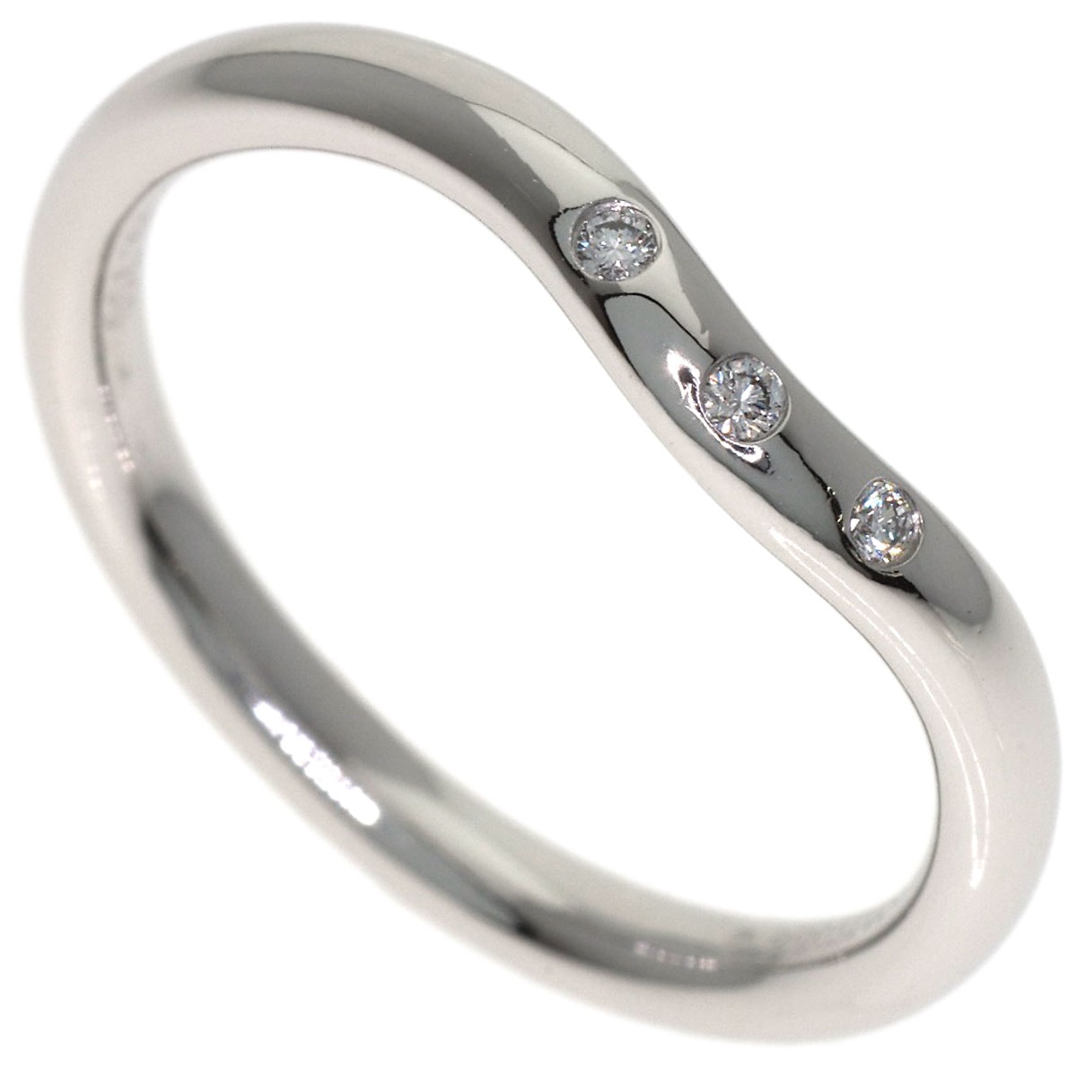 TIFFANY&Co. ティファニー カーブドバンド 3P ダイヤモンド リング・指輪 K18WG レディース [中古]