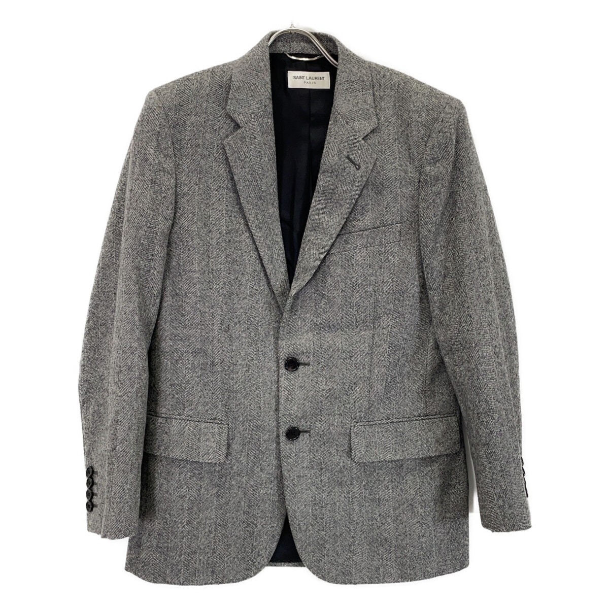 A (未使用に近い)】サンローランパリ 489420 Y038R ｸﾞﾚｰ ｳｰﾙ ｾﾝﾀｰﾍﾞﾝﾄ