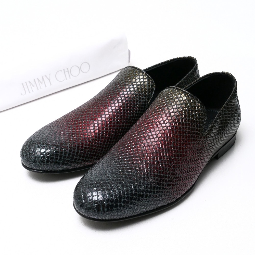 ■未使用品■JIMMY CHOO ジミーチュウ スリッポン サイズ39 スリッポン ヴァンプ ローファー パイソン柄 イタリア製 20250523/RA4880