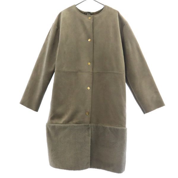 ZARA ザラ 切替 ノーカラーコート S グレー