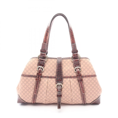 セリーヌ CELINE マカダム ハンドバッグ バッグ キャンバス レザー レディース ピンク系 / ブラウン系 【中古】
