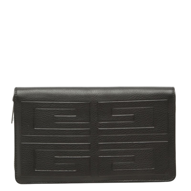 ジバンシー 4G ラウンドファスナー 長財布 ブラック レザー メンズ Givenchy 【中古】