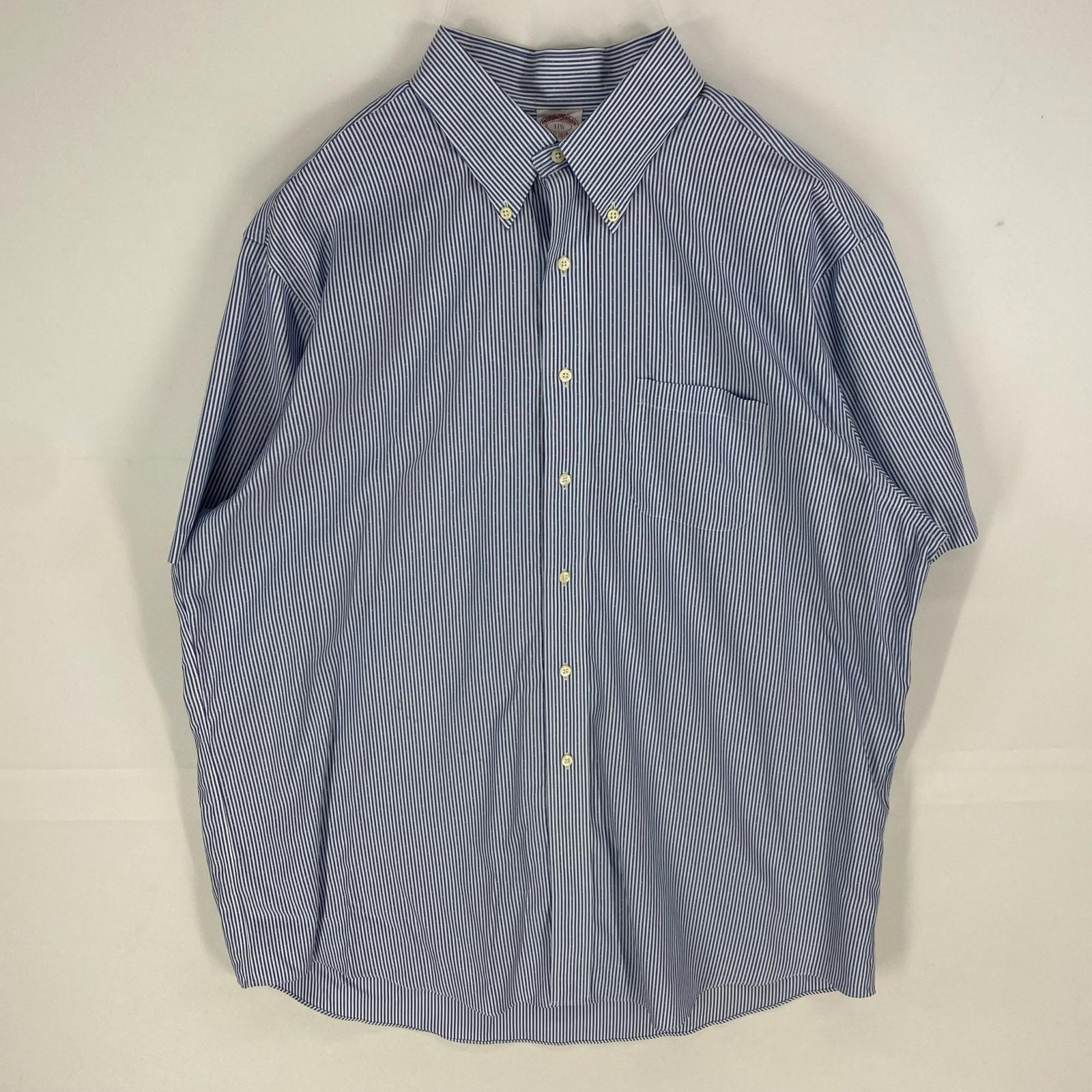古着 ブルックスブラザーズ Brooks Brothers 半袖シャツ ボタンダウン MADISON 1818 XL  ブルー系 ストライプ メンズ