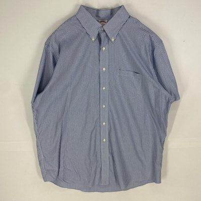 古着 ブルックスブラザーズ Brooks Brothers 半袖シャツ ボタンダウン MADISON 1818 XL ブルー系 ストライプ メンズ