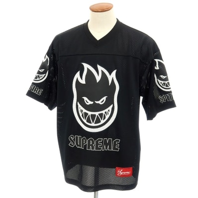 【中古】シュプリーム Supreme 2026年春夏 Spitfire Football Jersey ポリエステルメッシュ Vネック 半袖Tシャツ ブラック【サイズM】【メンズ】