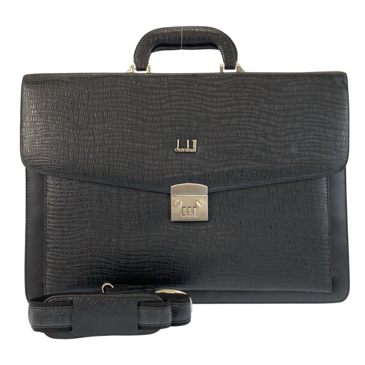 美品 Dunhill ダンヒル ブラック 黒 シルバー金具 レザー ビジネスバッグ ブリーフケース 602796 【中古】
