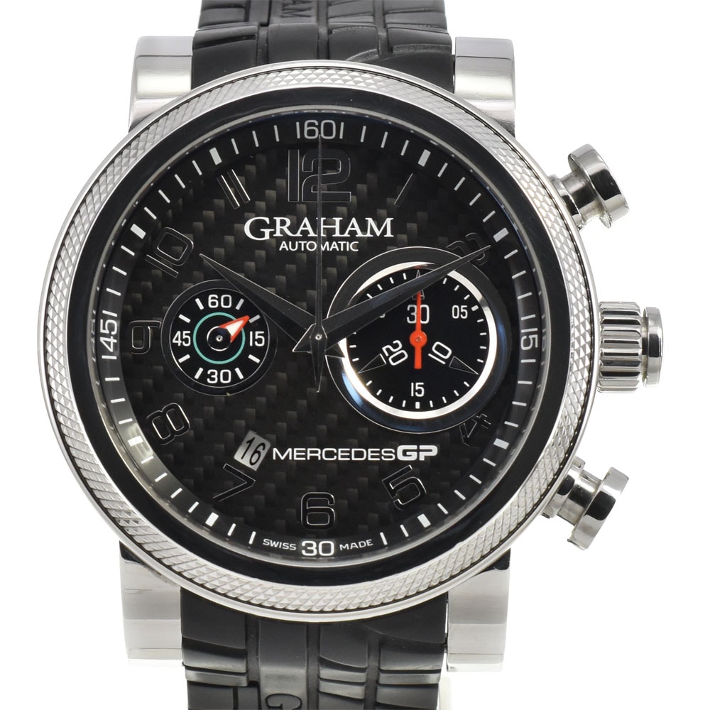 値下 グラハム GRAHAM 2MEAS.B01A メルセデスGP トラックマスター 自動巻き メンズ 良品 箱付き Q#146070