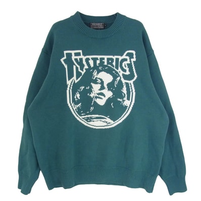 HYSTERIC GLAMOUR ヒステリックグラマー ニット 25AW 02253NS01 ENDLESS ROCK 編込 セーター クルーネック ニット グリーン系 L【中古】