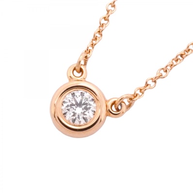 【6jeb0334】ティファニー ネックレス バイザヤード 1PD K18PG ピンクゴールド ダイヤモンド 0.17ct【中古】レディース