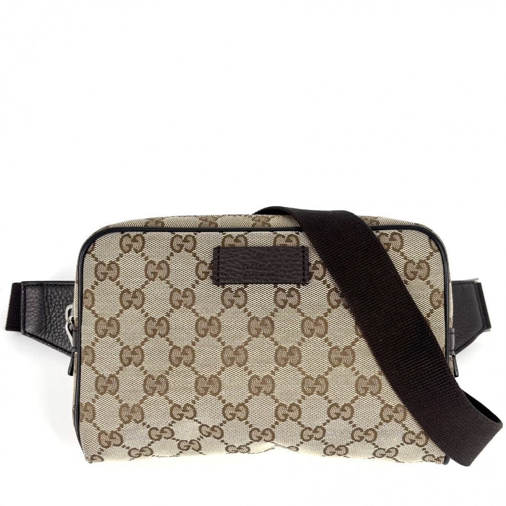 GUCCI グッチ ウエストバッグ ウエストポーチ ボディバッグ 鞄 かばん 449174 GGキャンバス レザー ブラウン 茶 シルバー金具 メンズ【中古品】