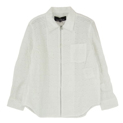 tricot COMME des GARCONS トリココムデギャルソン ブラウス AD2020 TG-B007 カットワーク フルジップ ジップアップ 長袖 シャツ ジャケット ホワイト系 S【中古】