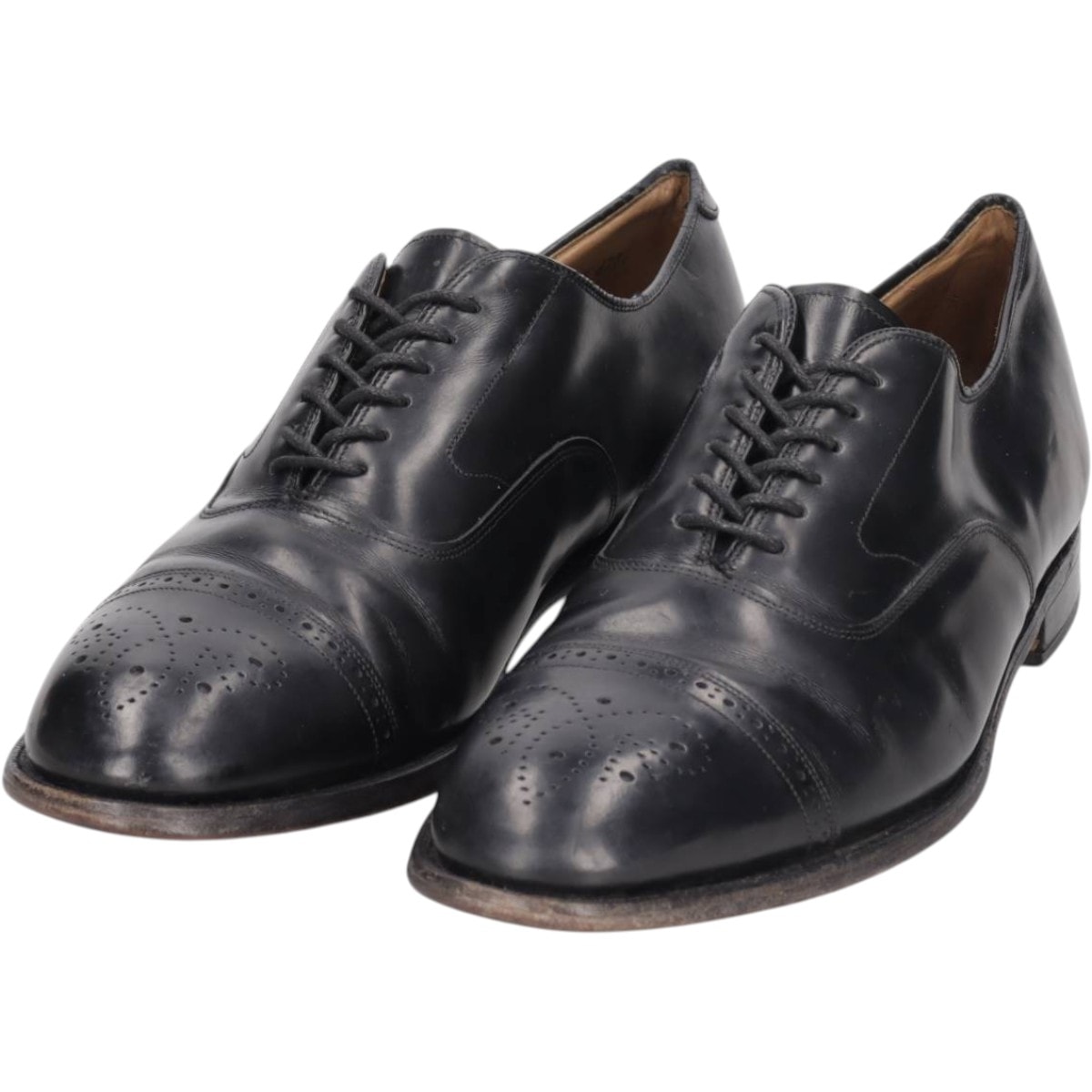 古着 ジョンストンアンドマーフィー JOHNSTON&MURPHY セミブローグ ストレートチップシューズ USA製 9 1/2D メンズ27.5cm相当/saa015065