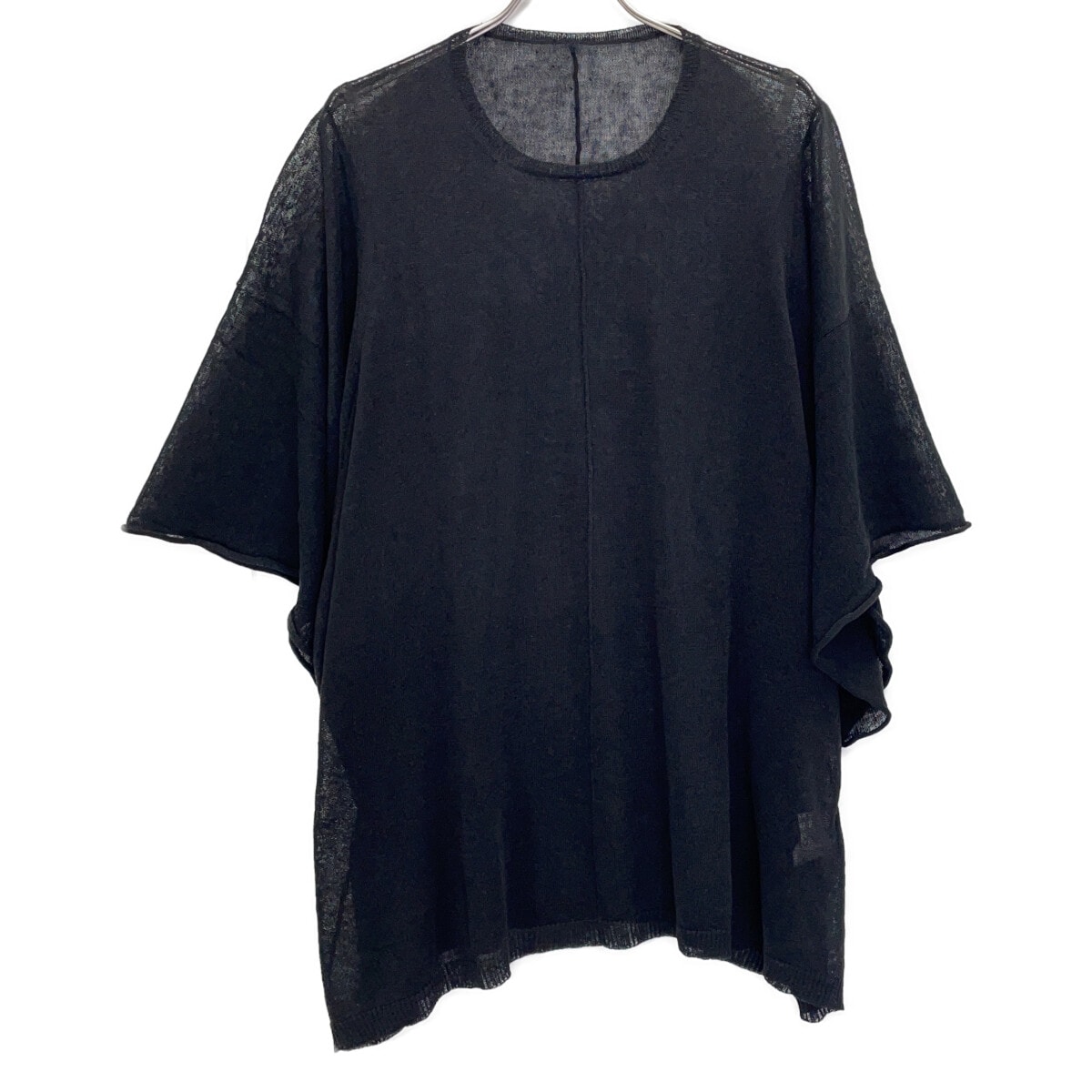 ヨウジヤマモト FS-K22-382 24SS ブラック リネン オーバーサイズショートスリーブシアーニット 2