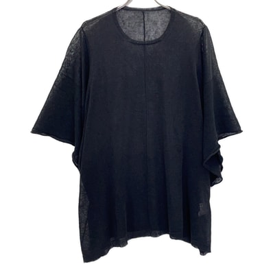 ヨウジヤマモト FS-K22-382 24SS ブラック リネン オーバーサイズショートスリーブシアーニット 2