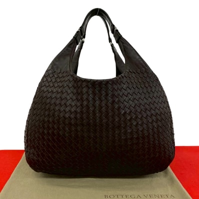 BOTTEGA VENETA ボッテガヴェネタ カンパーナ イントレチャート レザー ショルダーバッグ ブラウン
37906